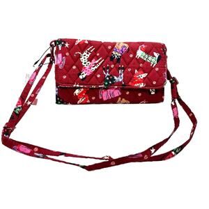NEW Vera Bradley Holiday Hounds Crossbody Wallet Dogs Red MSRP $79.00 8.5x5" Pup